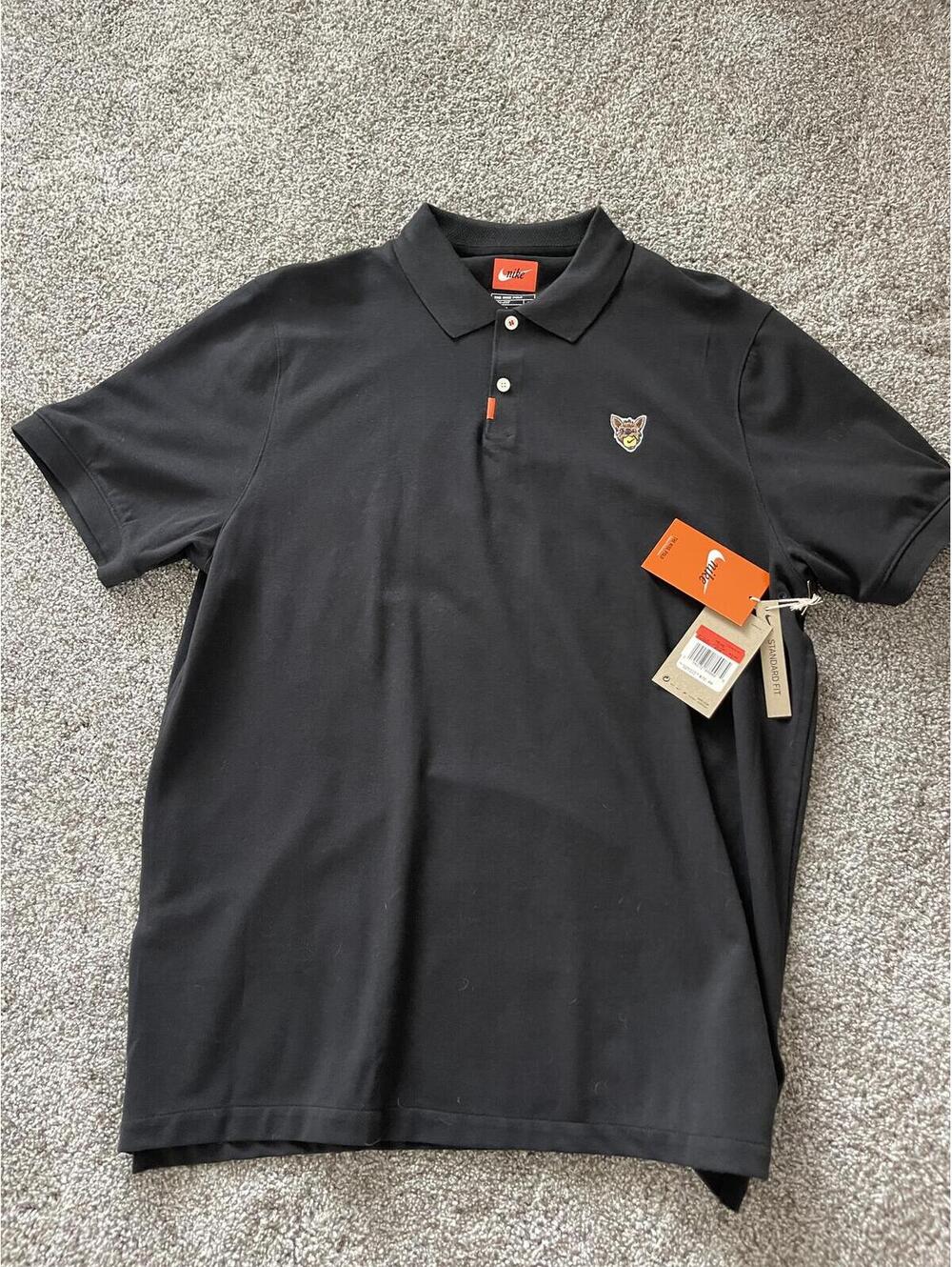 Nike Court Dri-FIT Polo Large Black Dog Patch Tennis Shirt NWT $72 Retail